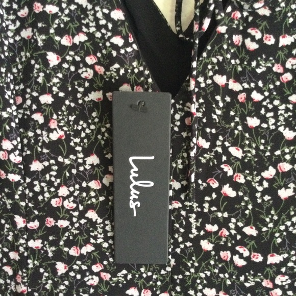 LULU’S NWT Maxi Floral Print V-Neck Dress Black Size Small - Picture 9 of 14